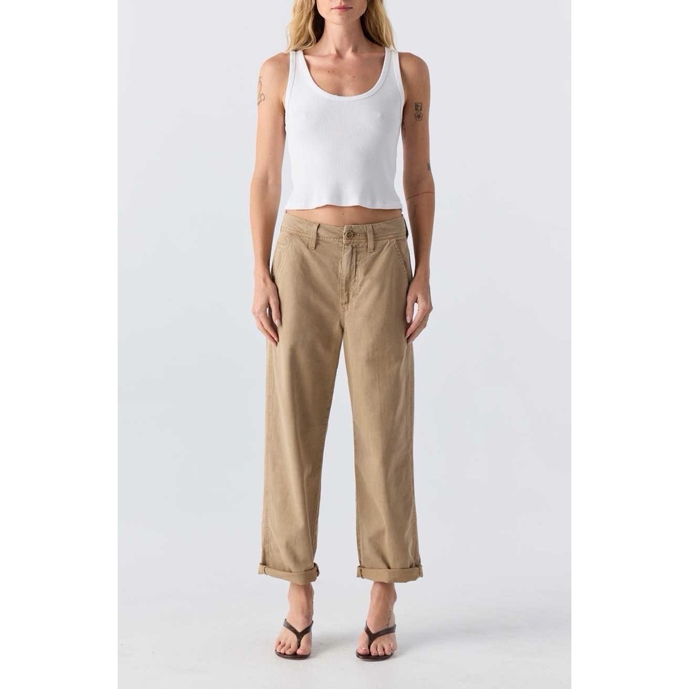 AMO Ursula Trouser Size 27 Mid-Rise Cropped Pants Jeans 26" Inseam Sand Color